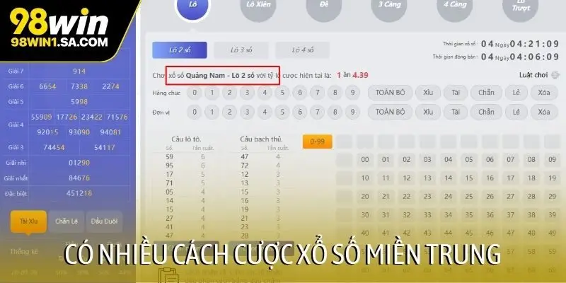 Có nhiều cách cược xổ số miền Trung